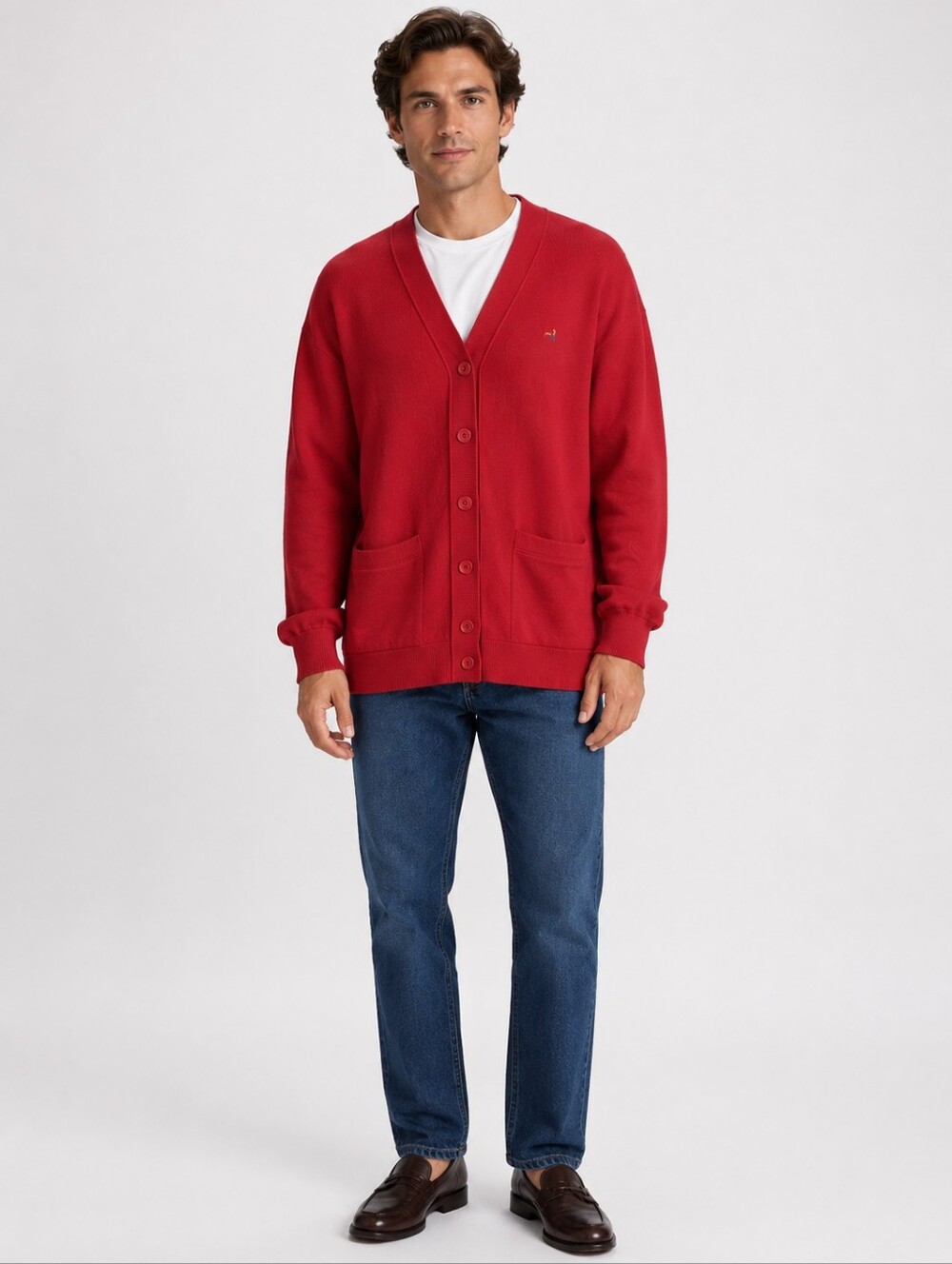 ∆- United Colors of Benetton 2-Pocketed Cotton Cardigan- Size: XL -Vintage Red
